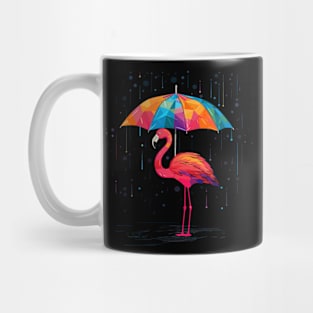 Flamingo Rainy Day With Umbrella Mug